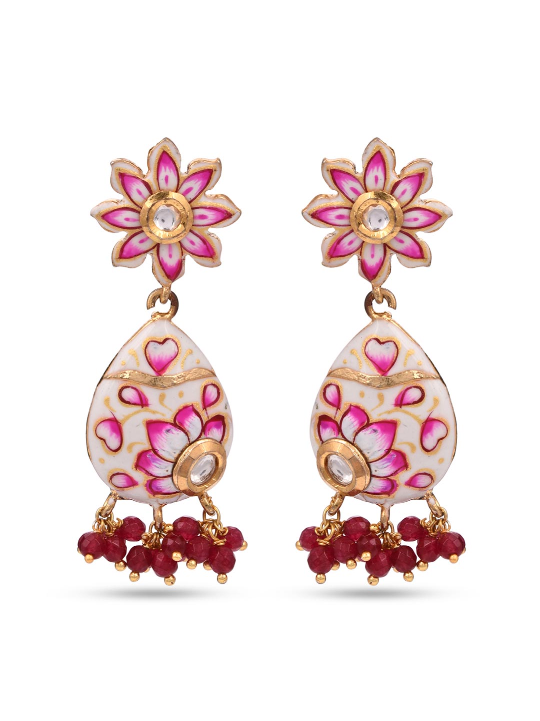 Floral White Meenakari Kundan Meena Traditional Choker Necklace Set