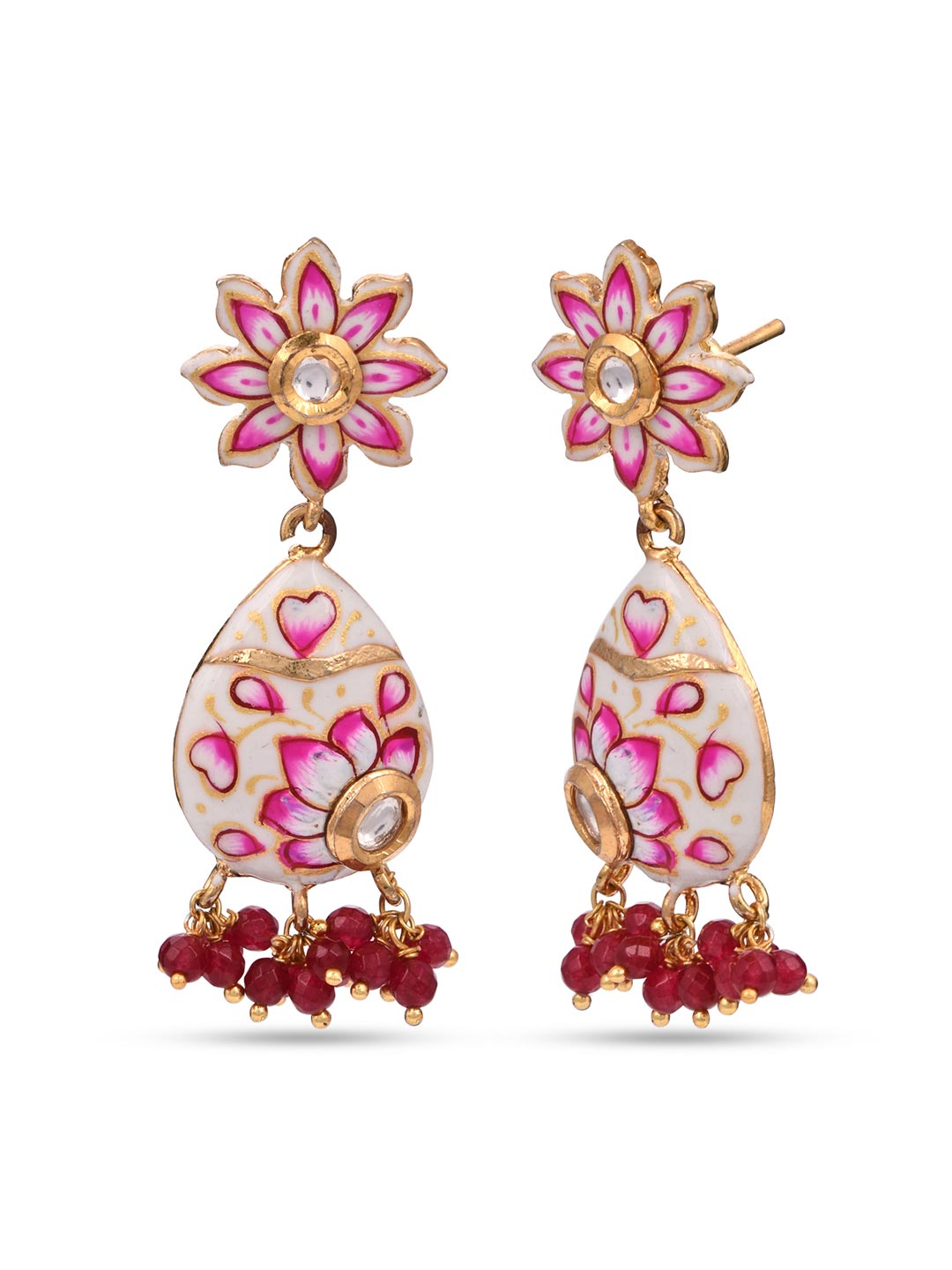 Floral White Meenakari Kundan Meena Traditional Choker Necklace Set