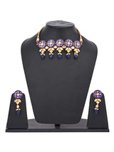 Floral Blue Meenakari Kundan Meena Choker Necklace Set