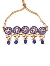 Floral Blue Meenakari Kundan Meena Choker Necklace Set