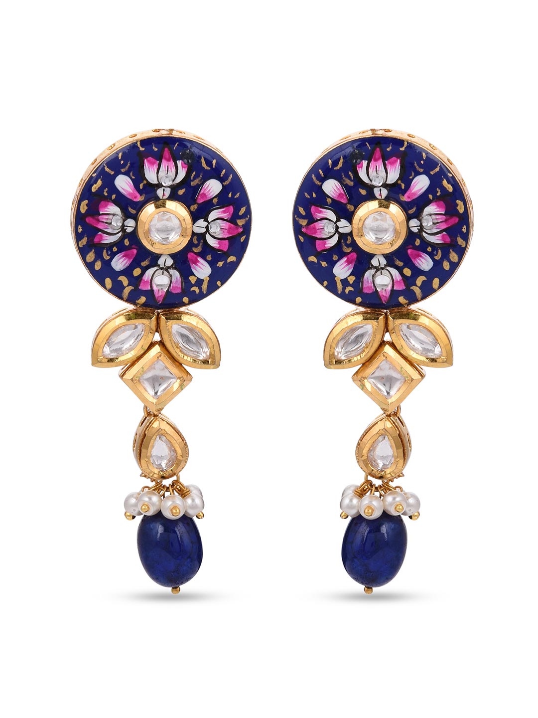 Floral Blue Meenakari Kundan Meena Choker Necklace Set