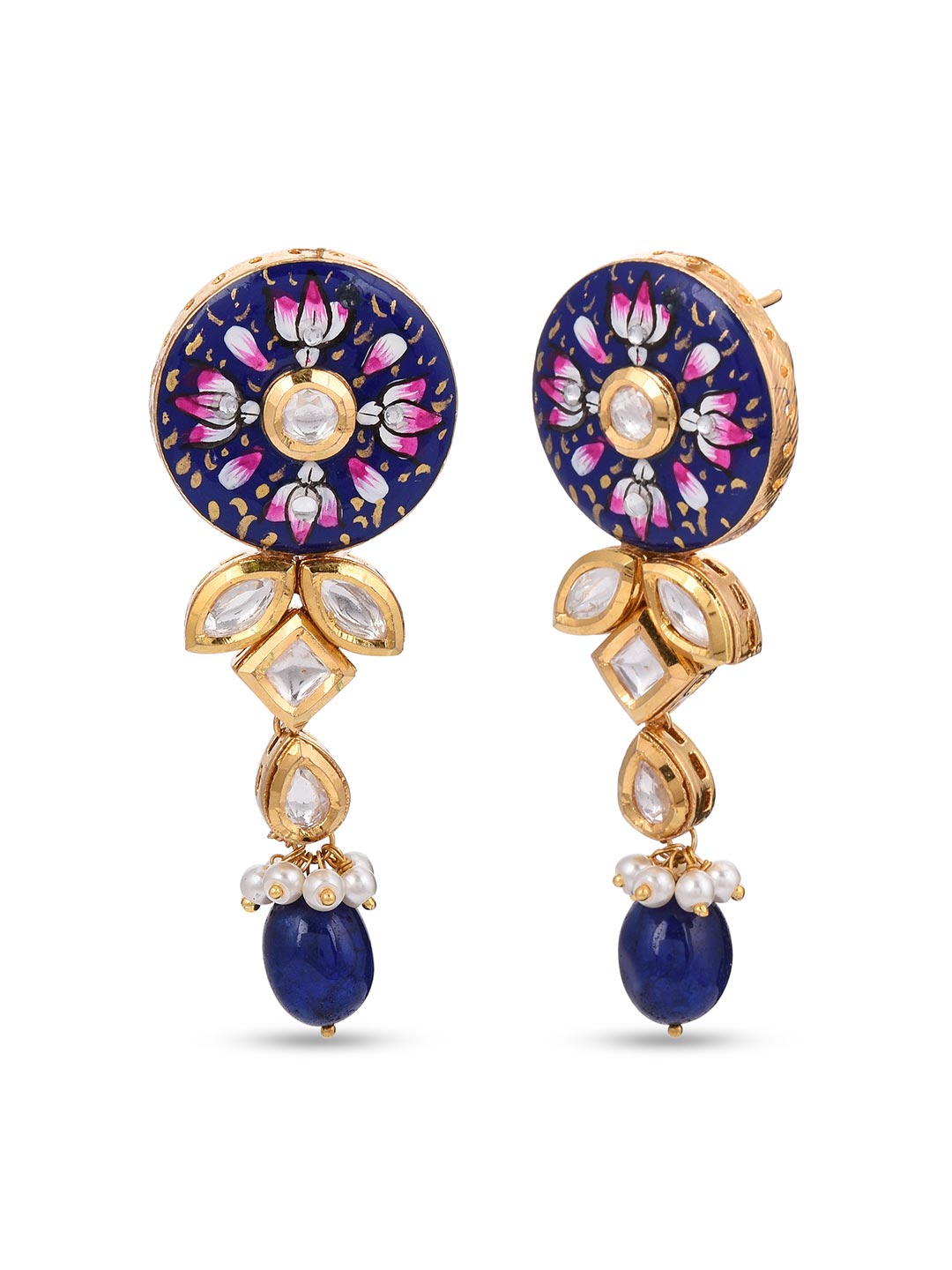 Floral Blue Meenakari Kundan Meena Choker Necklace Set