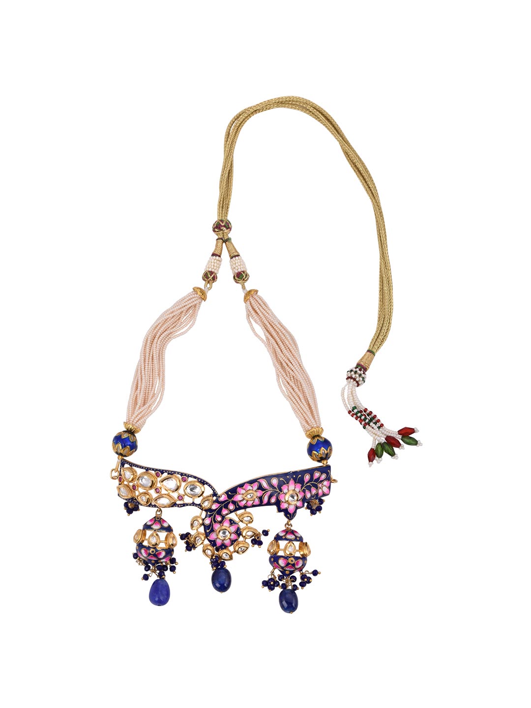 Green Floral Meenakari and Kundan Choker Necklace Set