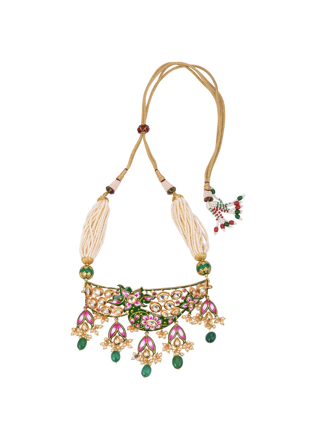 Blue Floral Meenakari and Kundan Choker Necklace Set