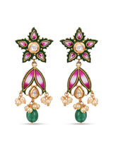 Blue Floral Meenakari and Kundan Choker Necklace Set