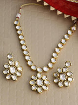 Classic Single Line Kundan Meena Necklace Set