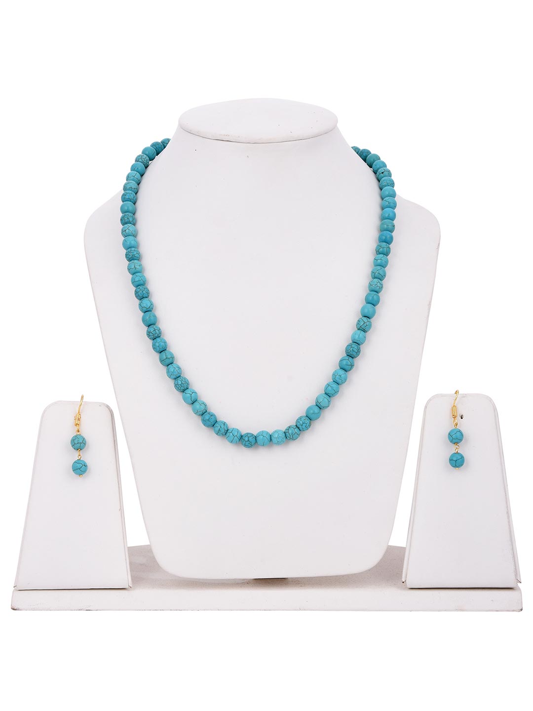 Classic Single Stranded Turquoise Beaded Necklace Set