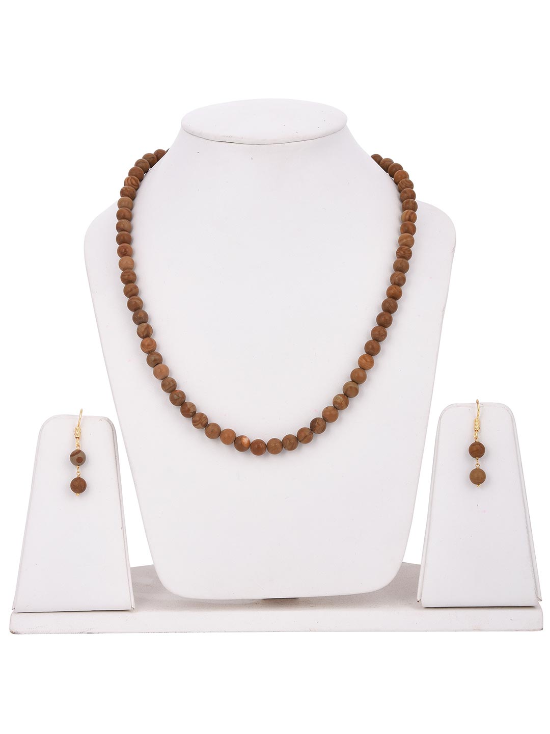 Classic Single Stranded Brownish Beaded Necklace Set