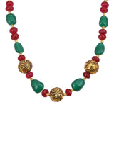 Traditional Red Green Stones Antique Necklace Set
