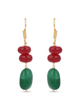 Traditional Red Green Stones Antique Necklace Set