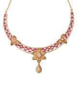 Floral Antique Designer Colored Stone Necklace Set