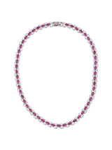 Stylish Designer Sleek Red Stones White Gold Plated Single Line Necklace Set