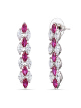 Stylish Designer Sleek Red Stones White Gold Plated Single Line Necklace Set