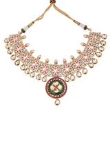 Traditional Hand Painted White Meenakari Polki Necklace Set