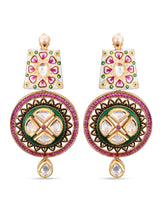 Traditional Hand Painted White Meenakari Polki Necklace Set