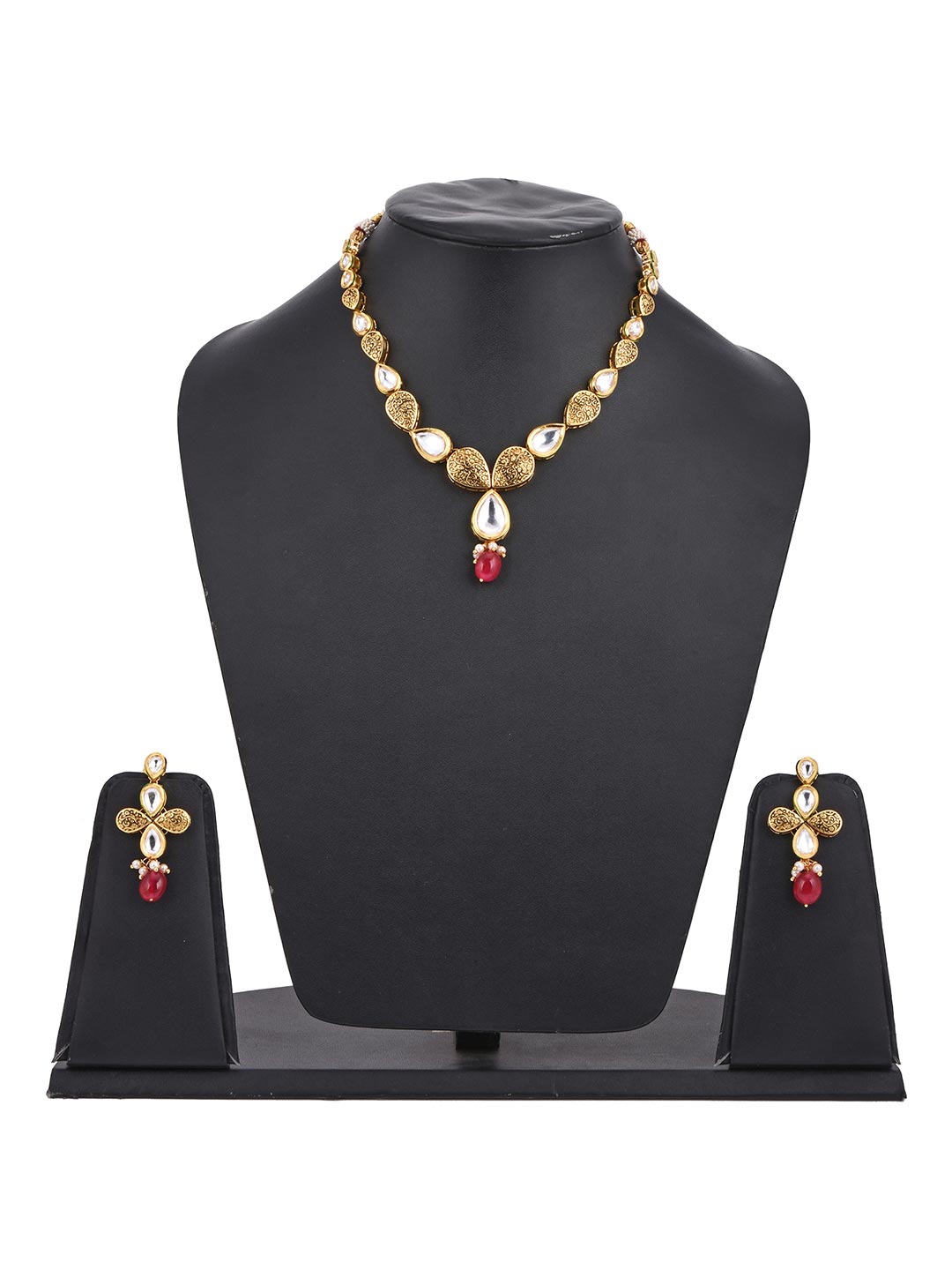 Traditional Antique Kundan Meena Antique Single Stranded Necklace Set
