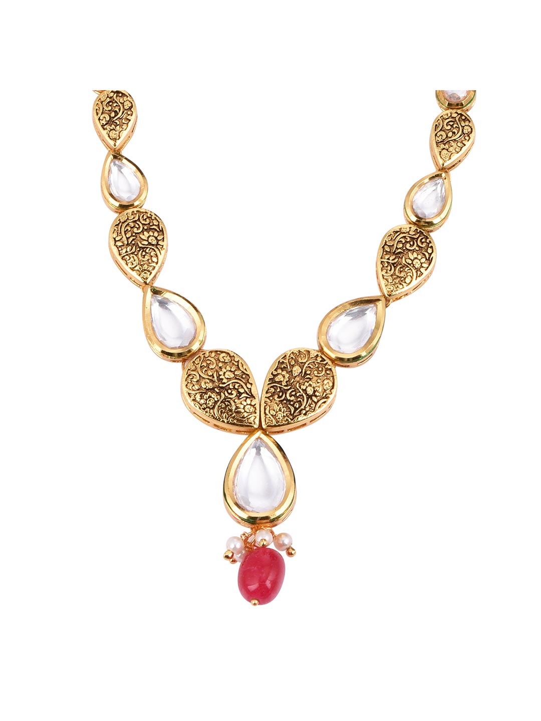 Traditional Antique Kundan Meena Antique Single Stranded Necklace Set