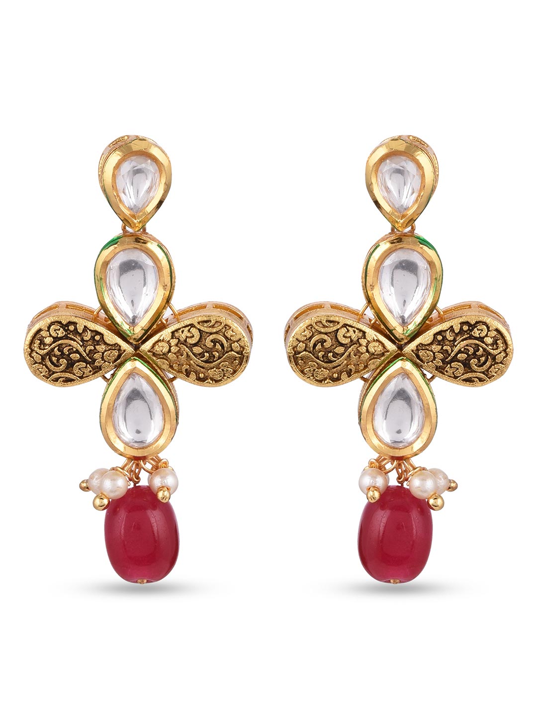 Traditional Antique Kundan Meena Antique Single Stranded Necklace Set