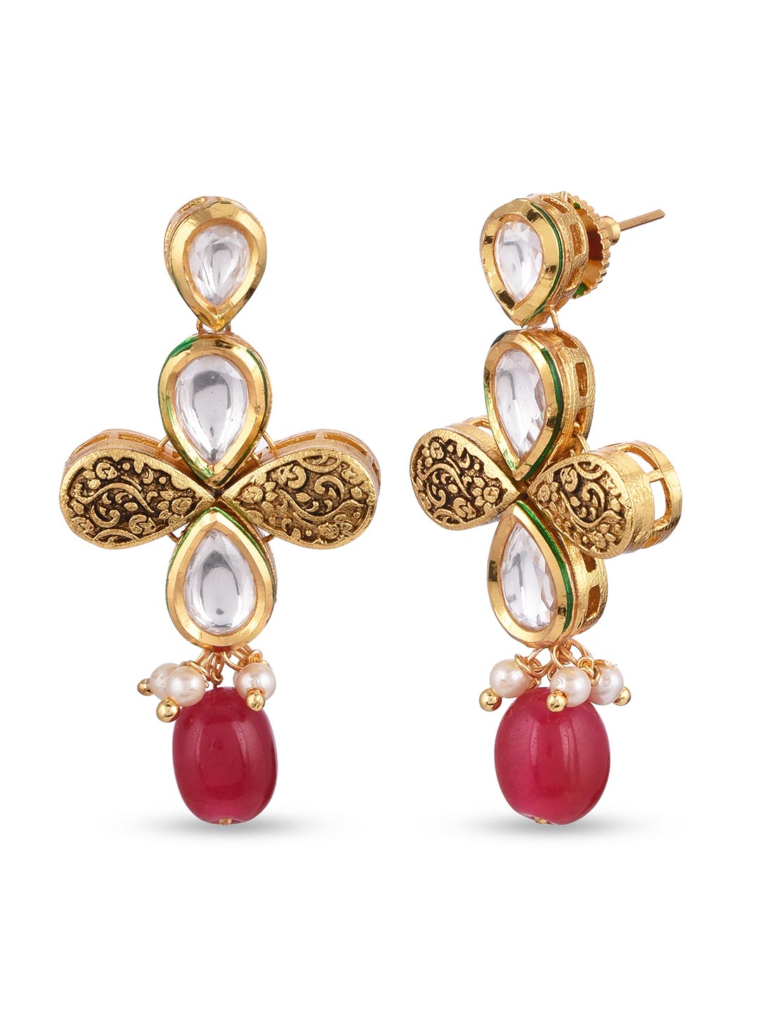 Traditional Antique Kundan Meena Antique Single Stranded Necklace Set