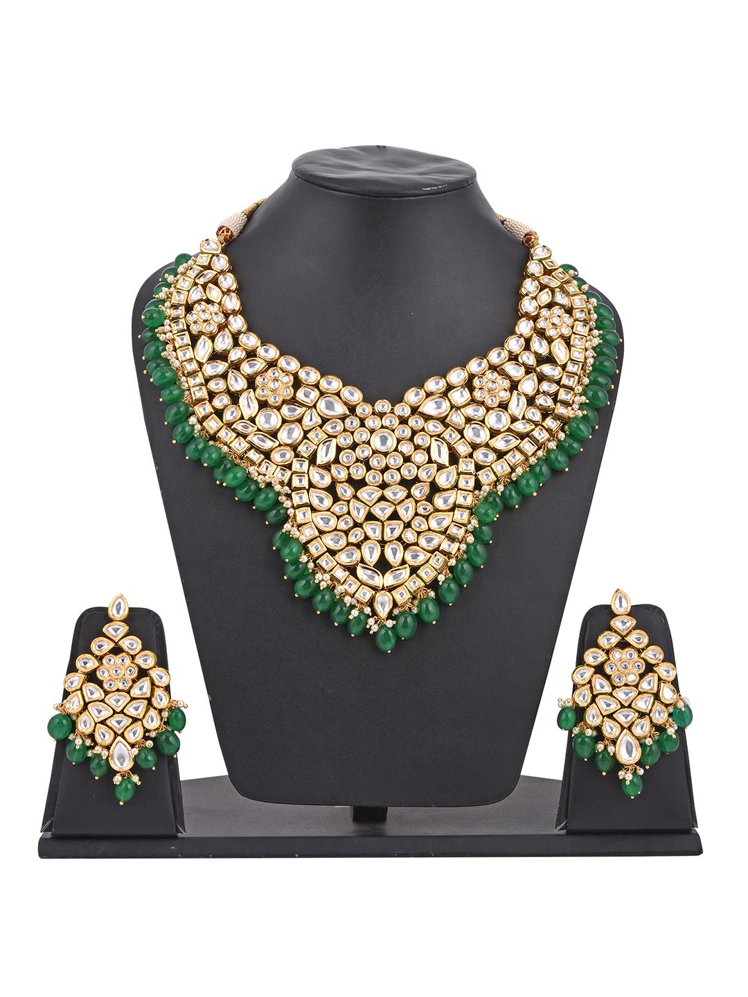 Traditional Bridal Heavy Kundan Meena Necklace Set