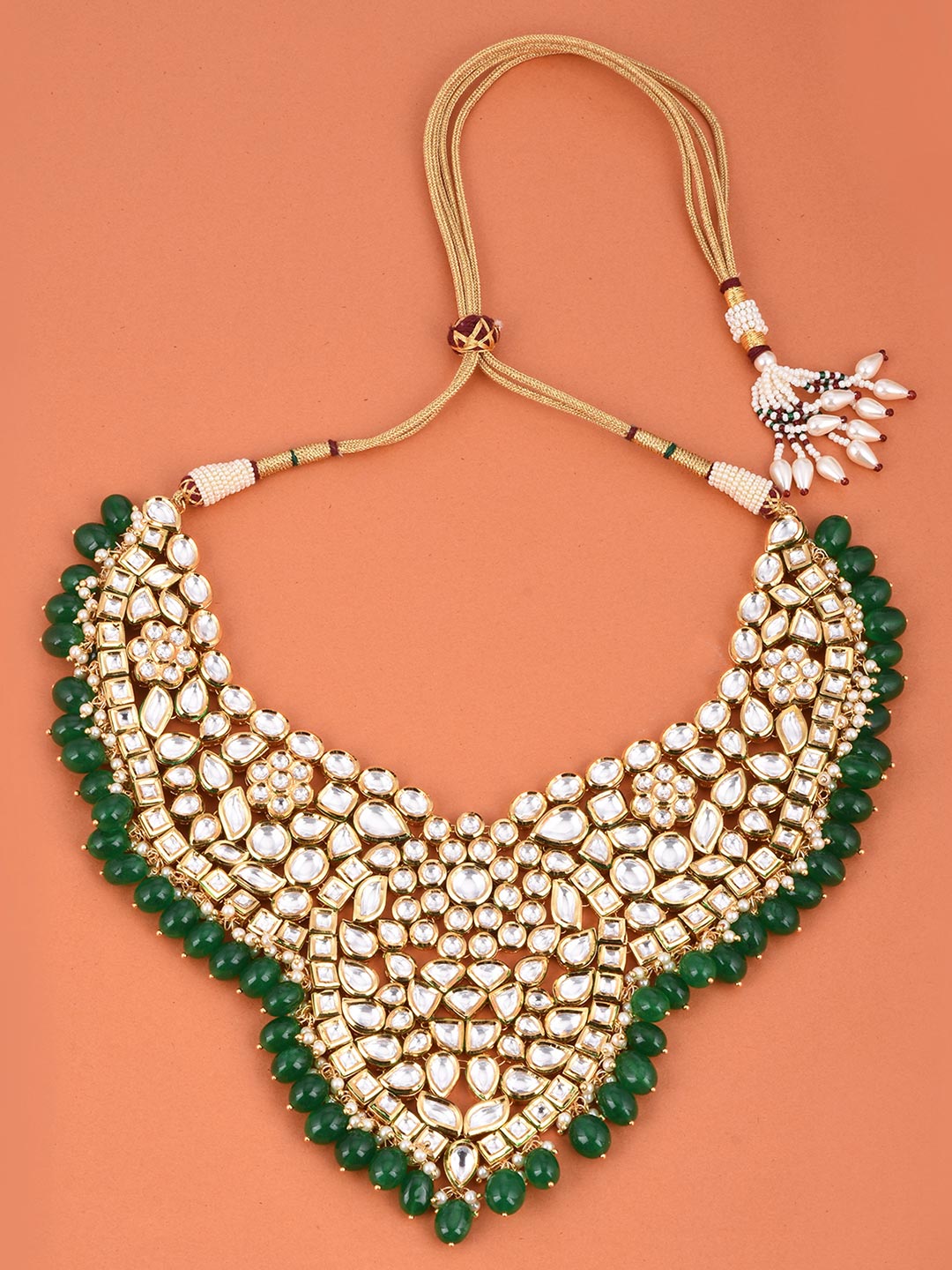 Traditional Bridal Heavy Kundan Meena Necklace Set