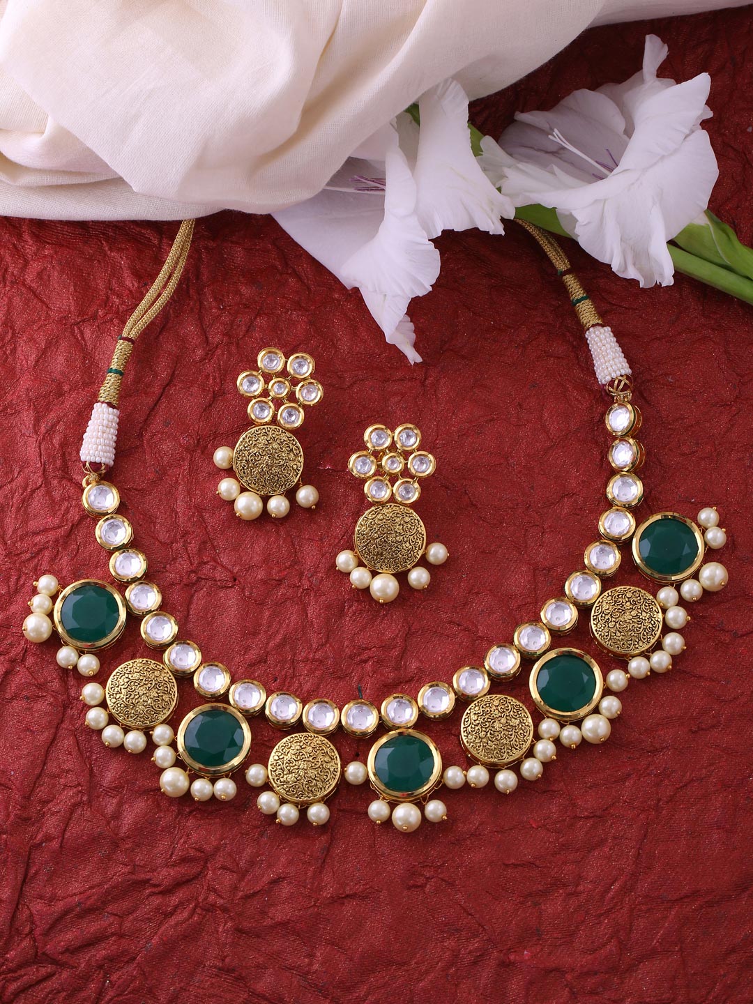 Colored Kundan and Antique Designer Necklace Set