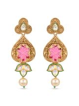 Ethnic Polki and Carving Stone Floral Designer Choker Necklace Set