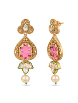 Ethnic Polki and Carving Stone Floral Designer Choker Necklace Set