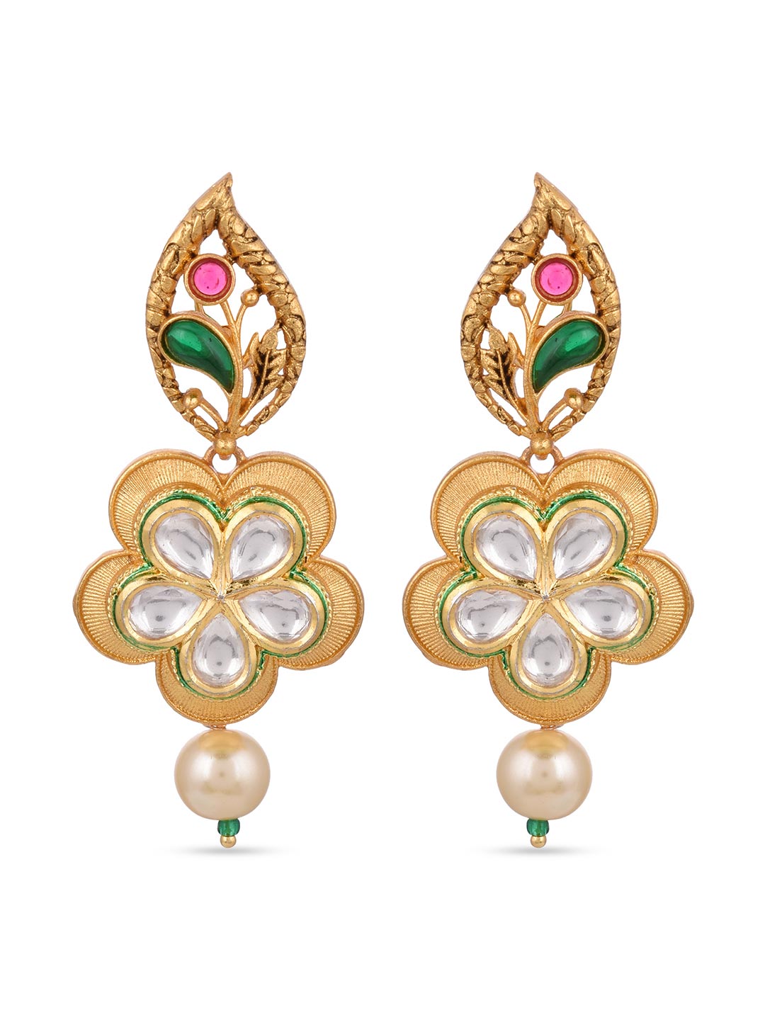 Traditional Colored Stones and Floral Filigree Necklace Set