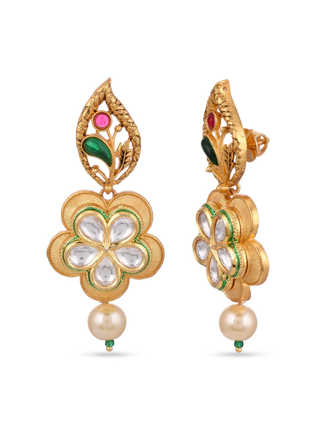 Traditional Colored Stones and Floral Filigree Necklace Set