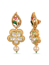 Traditional Colored Stones and Floral Filigree Necklace Set