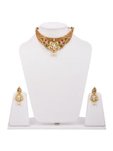 Traditional Colored Stones and Floral Filigree Necklace Set