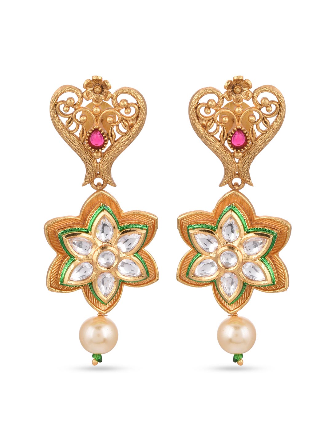 Traditional Colored Stones and Floral Filigree Necklace Set