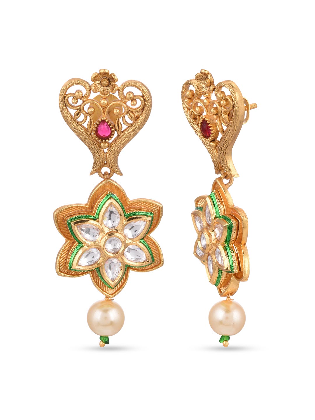 Traditional Colored Stones and Floral Filigree Necklace Set