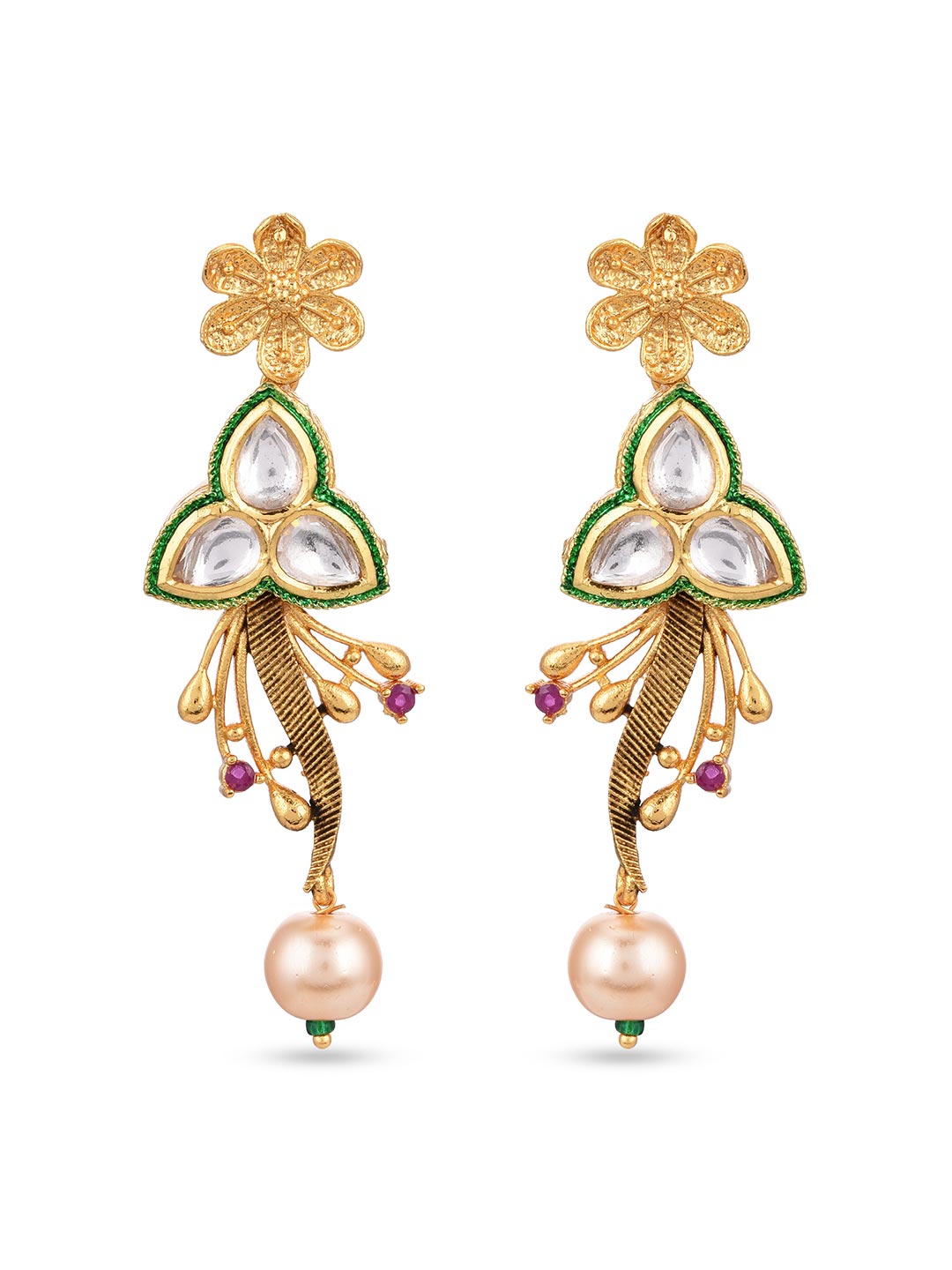 Traditional Colored Stones and Floral Filigree Necklace Set