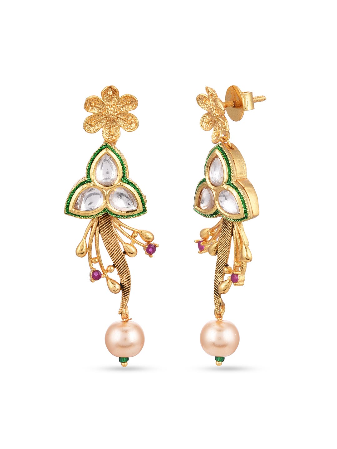 Traditional Colored Stones and Floral Filigree Necklace Set