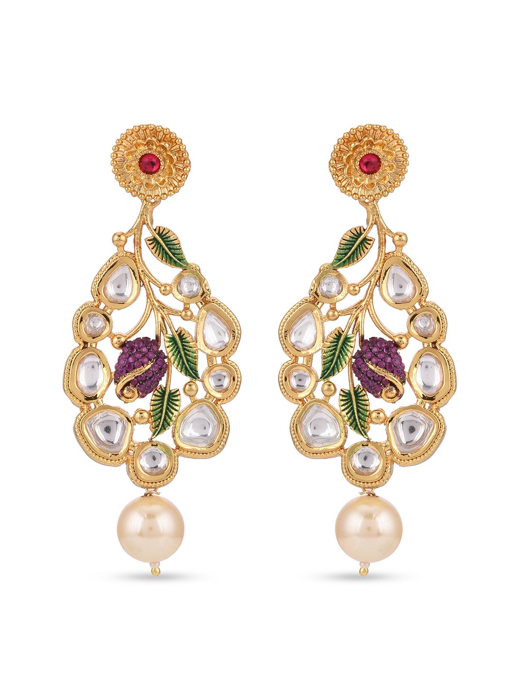 Floral Kundan Colored Stones Designer Choker Necklace Set