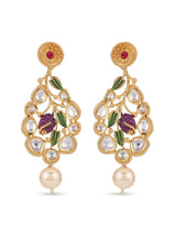 Floral Kundan Colored Stones Designer Choker Necklace Set