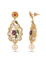 Floral Kundan Colored Stones Designer Choker Necklace Set