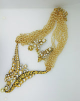 Designer Kundan Meena and Pearls Black Golden Necklace Set