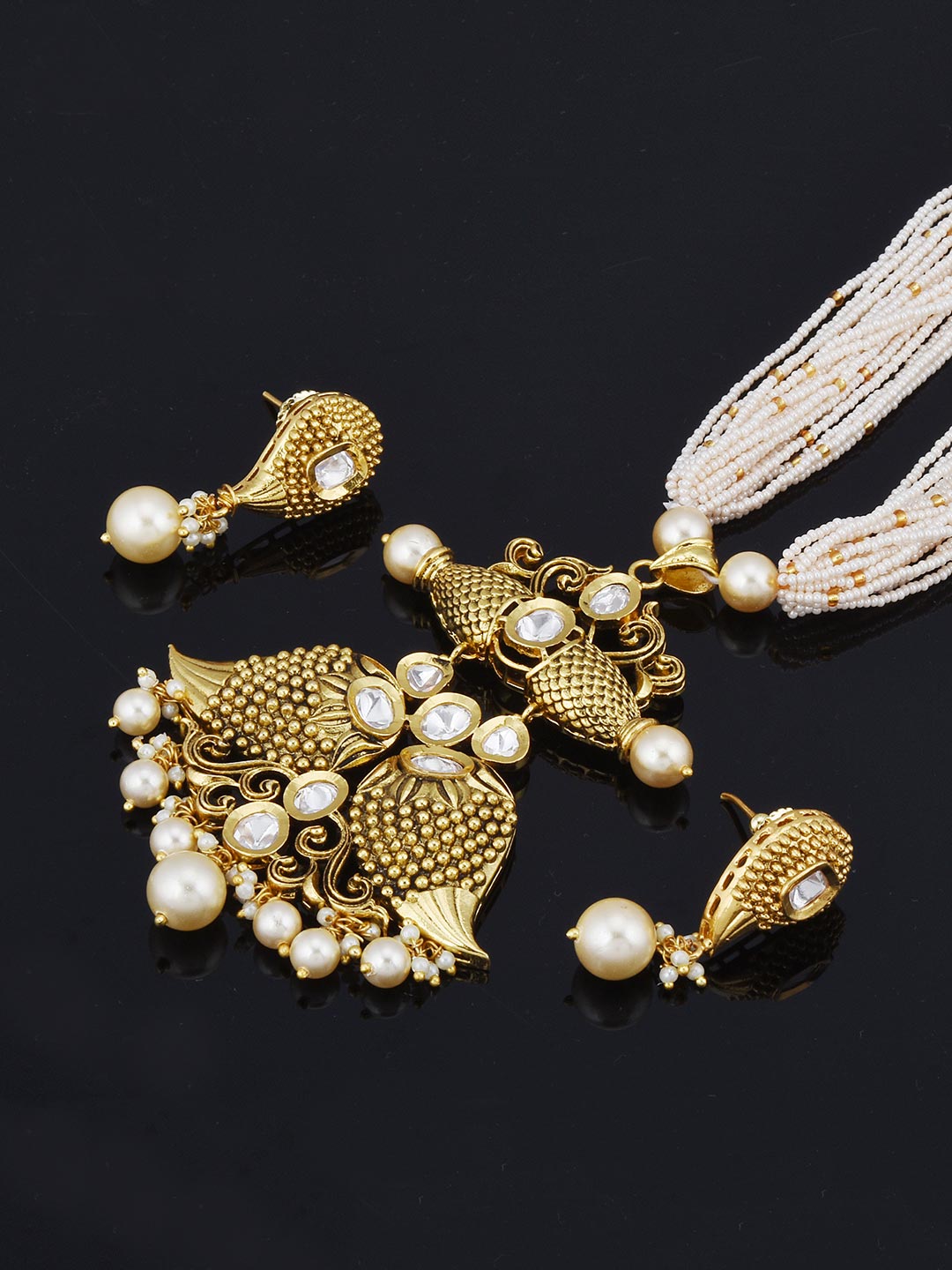 Traditional Kundan Stones Gold Plated Necklace Set
