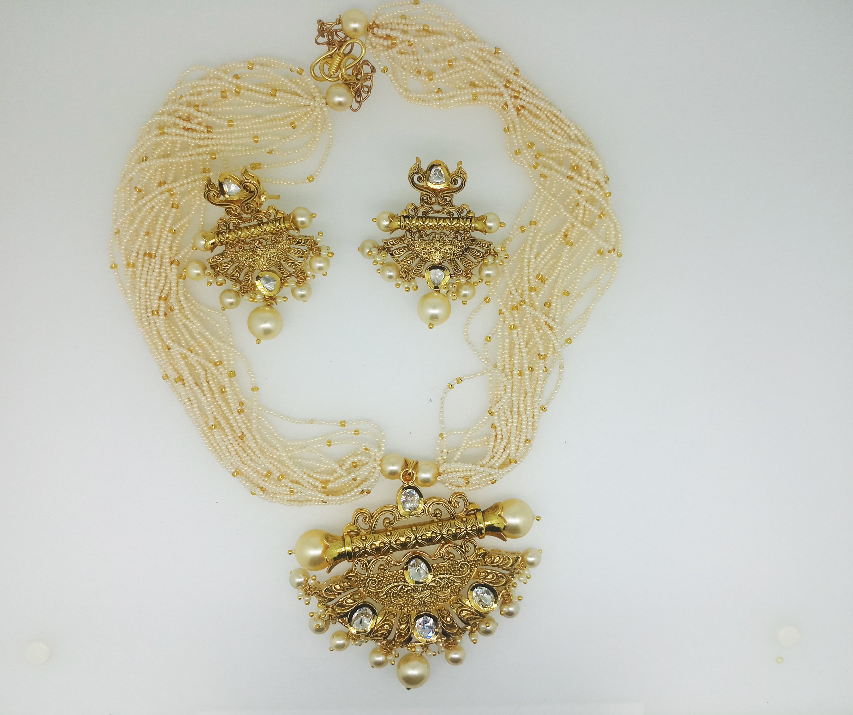 Traditional Kundan Stones Gold Plated Necklace Set