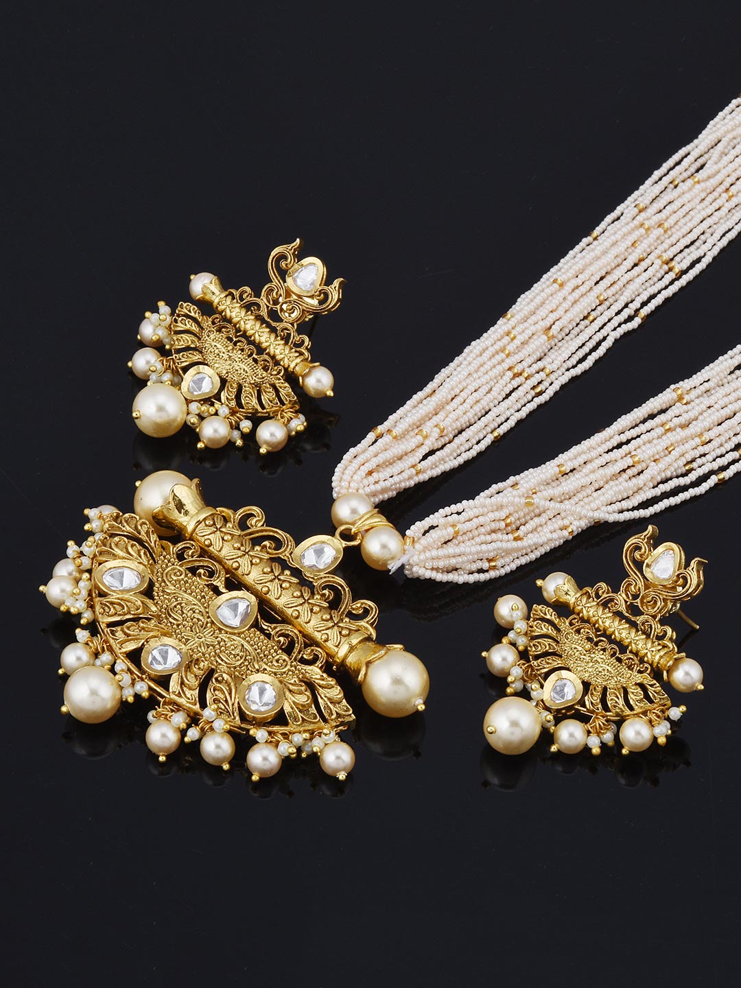Traditional Kundan Stones Gold Plated Necklace Set