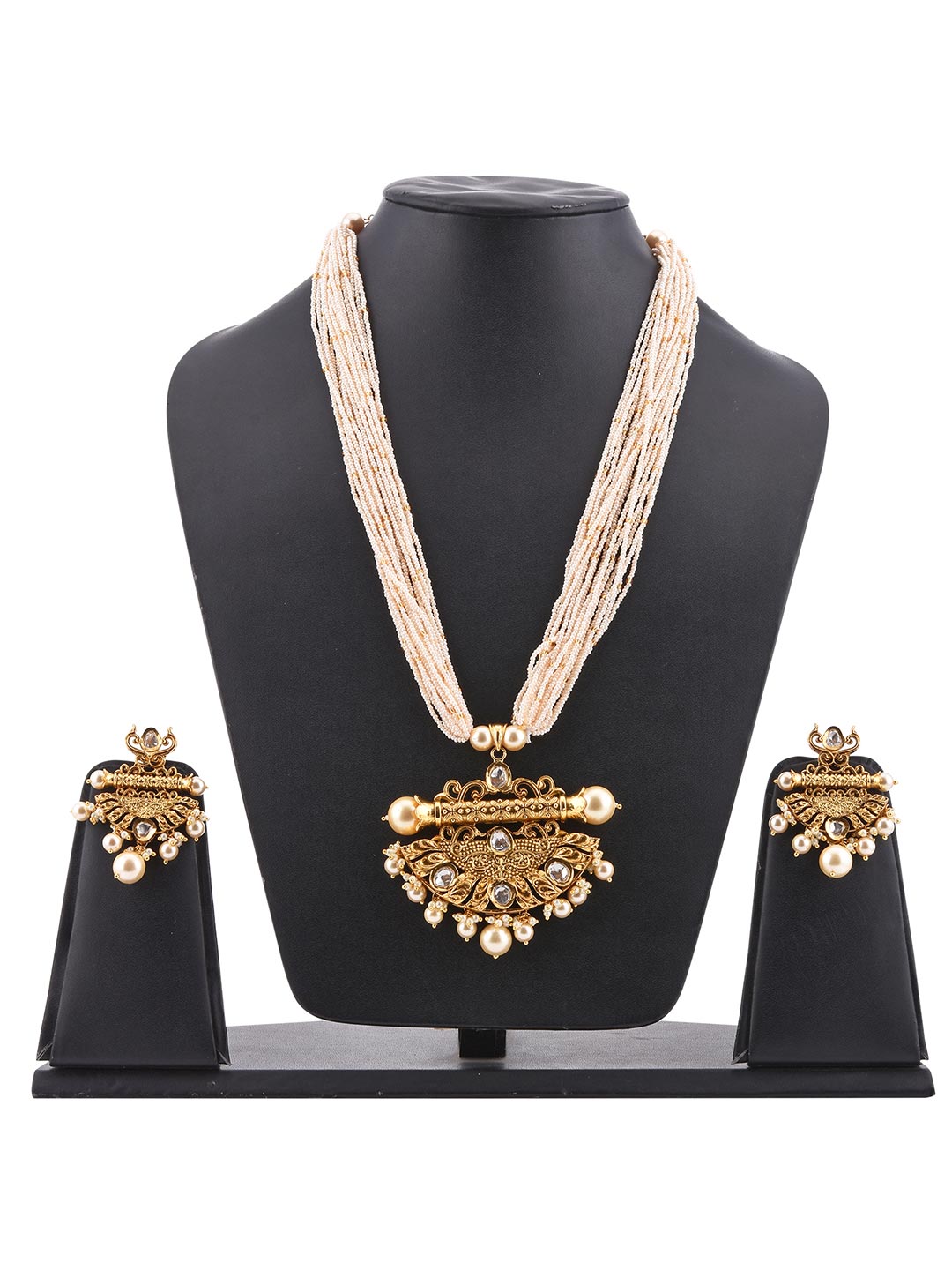 Traditional Kundan Stones Gold Plated Necklace Set