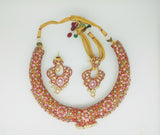 Traditional Hand Made Red Meenakari Husli Necklace Set