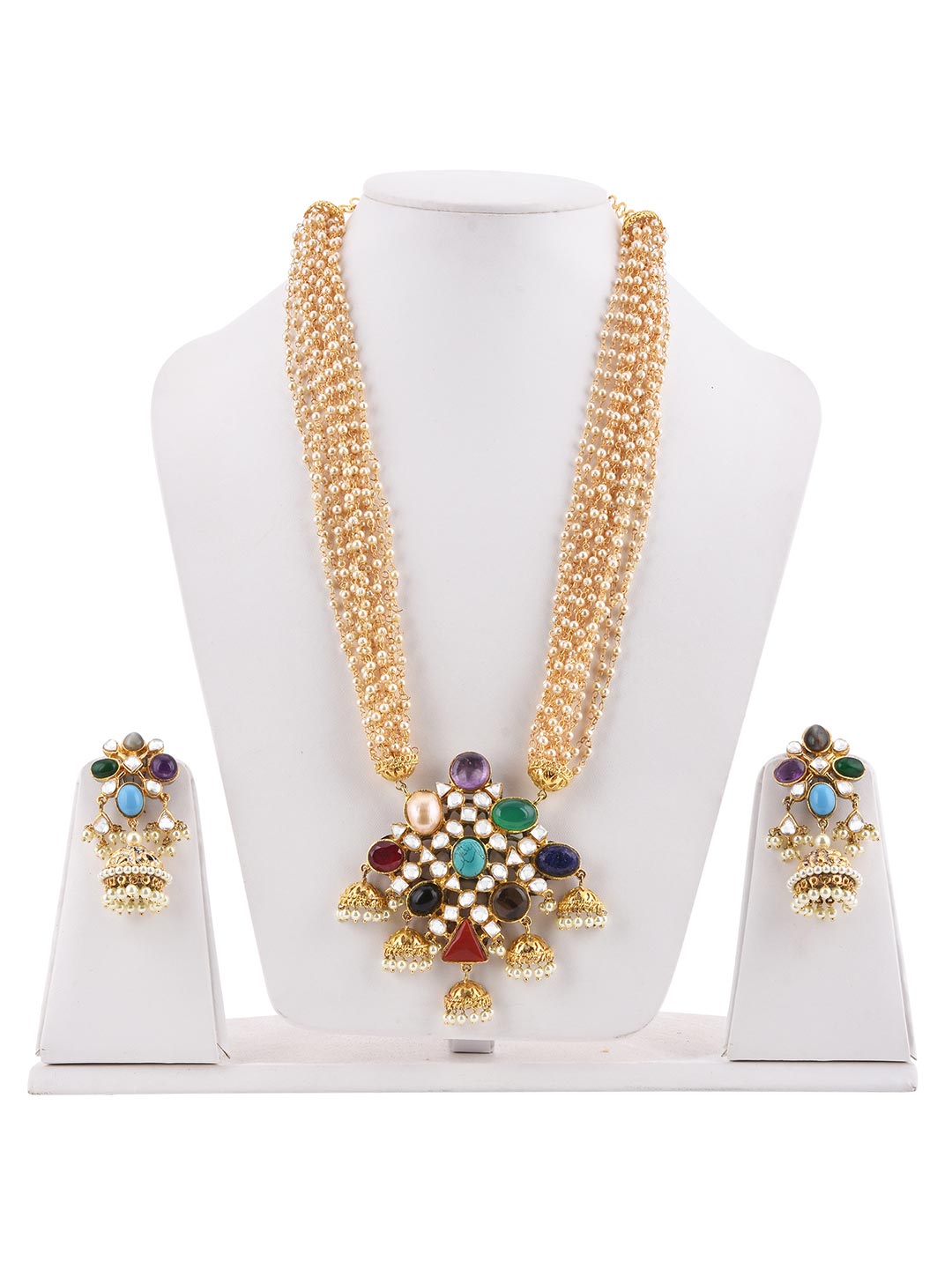 Traditional Navratan Multi Colored Designer Necklace Set