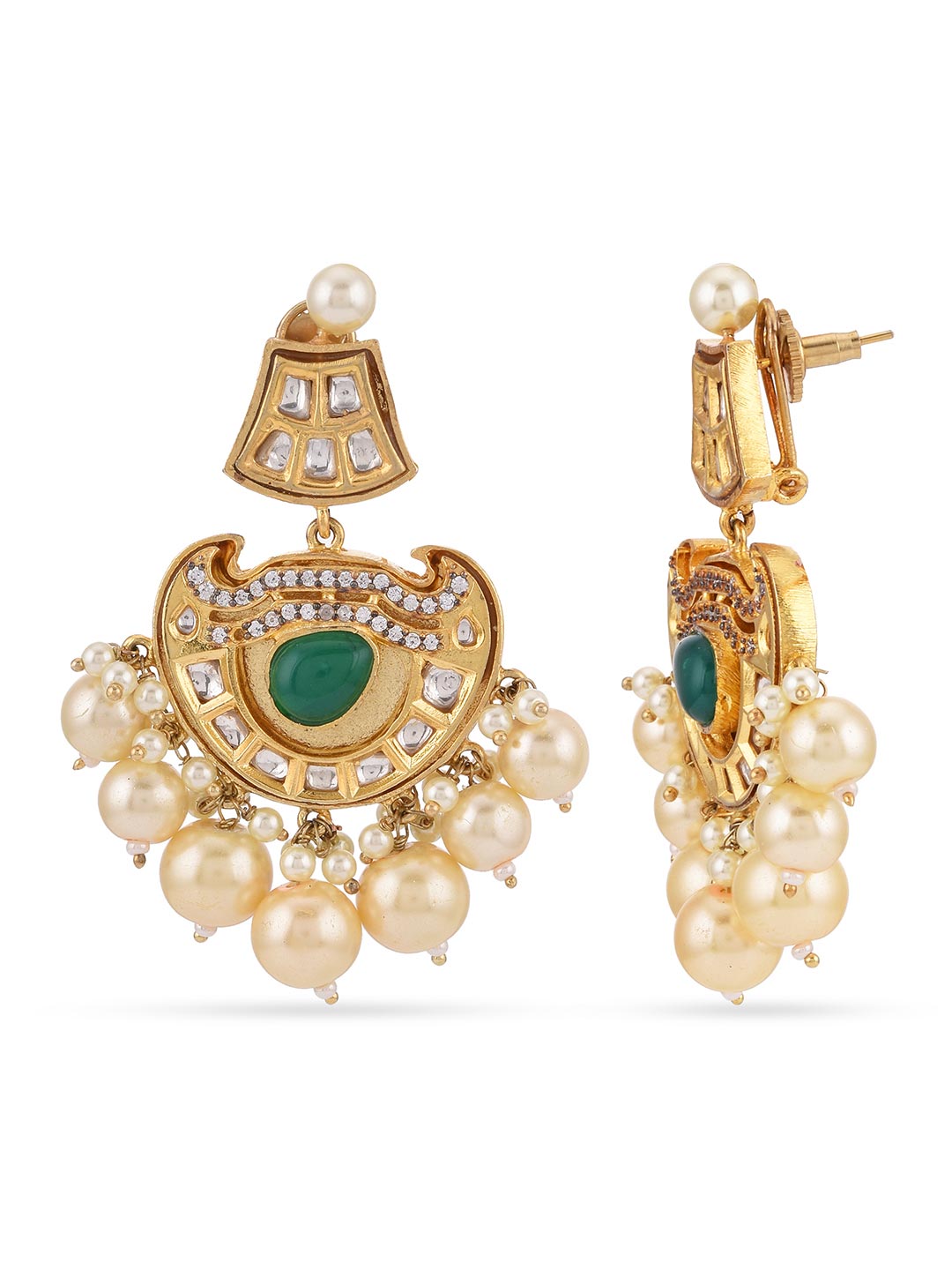 Traditional Designer Heavy Pearls Kundan Meena Necklace Set