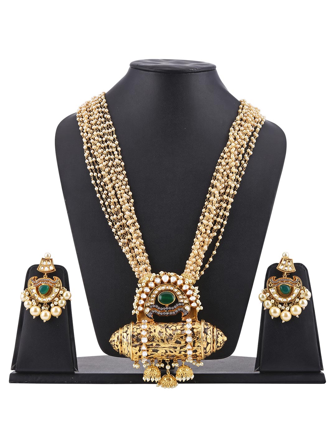 Traditional Designer Heavy Pearls Kundan Meena Necklace Set