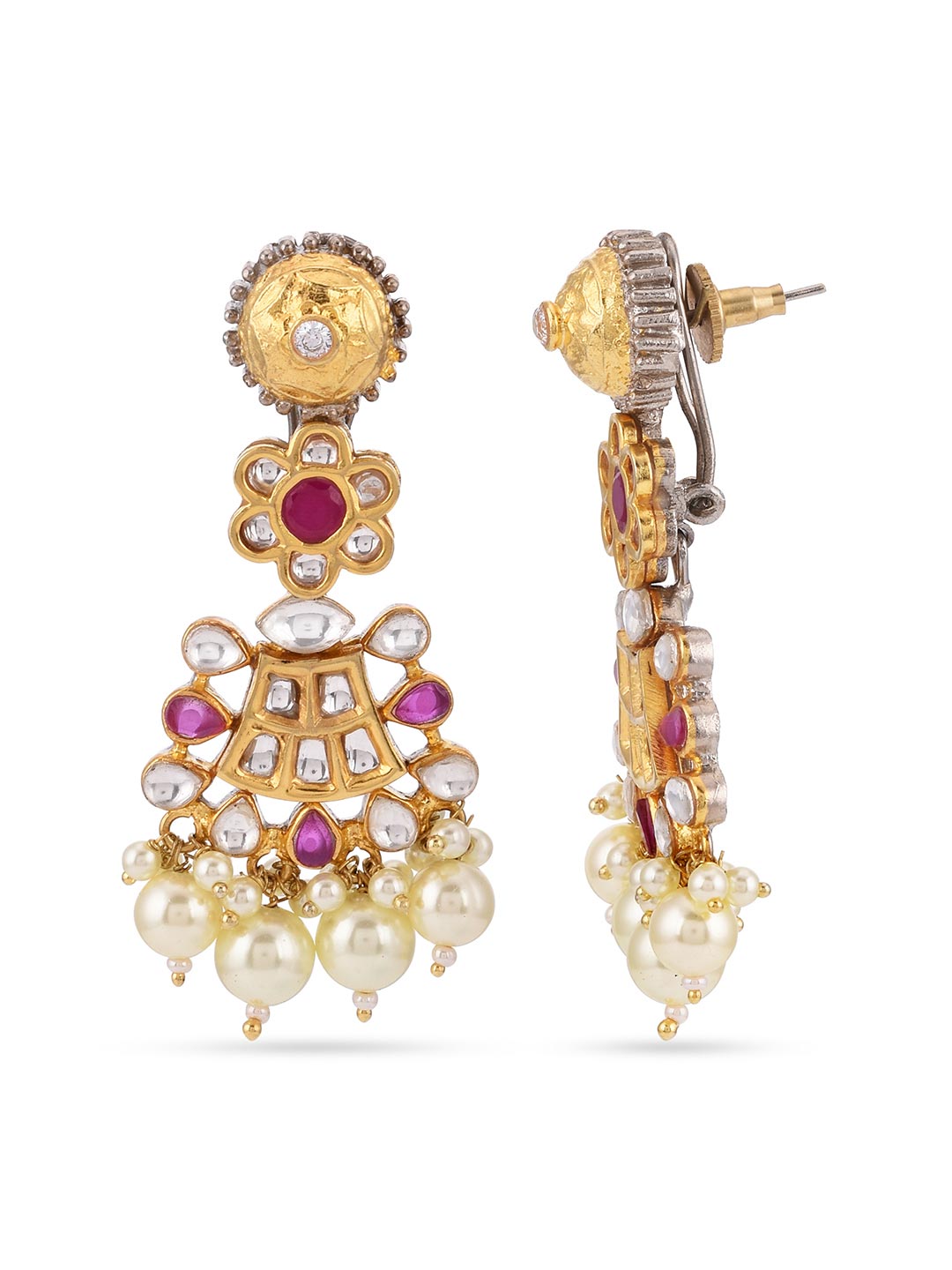 Floral Designer Kundan Red Stones Traditional Necklace Set