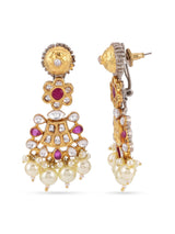 Floral Designer Kundan Red Stones Traditional Necklace Set